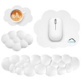 white Cute 4-in-1 Ergonomic Cloud Wrist Rest Set – Memory Foam PU Leather for Laptop & Computer with Pain Relief and Anti-Slip Comfort