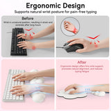 white Cute 4-in-1 Ergonomic Cloud Wrist Rest Set – Memory Foam PU Leather for Laptop & Computer with Pain Relief and Anti-Slip Comfort