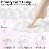 white Cute 4-in-1 Ergonomic Cloud Wrist Rest Set – Memory Foam PU Leather for Laptop & Computer with Pain Relief and Anti-Slip Comfort